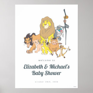 Poster Bienvenue au Baby shower du Lion King de Disney