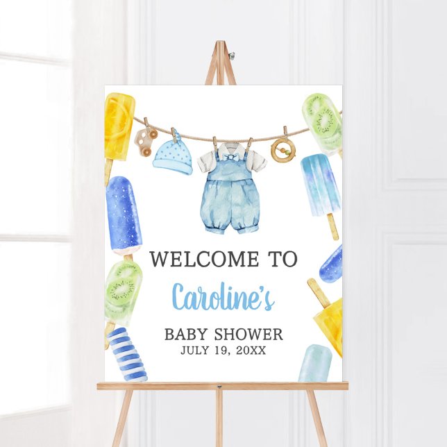 Poster Bienvenue au Baby shower du petit garçon Popsicle (Popsicle Baby Shower Welcome Sign)