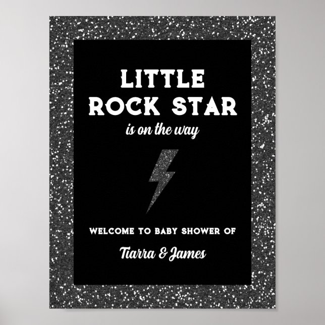 Poster Bienvenue au Baby shower Little Rock Star (Devant)