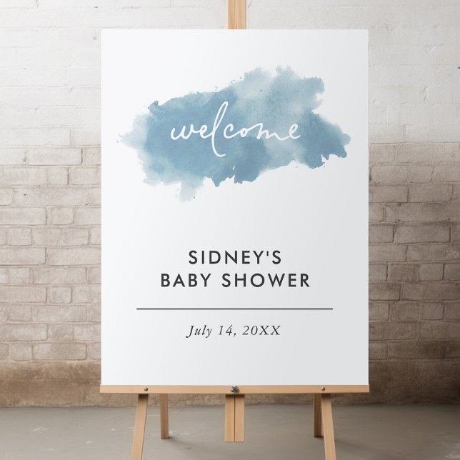 Poster Bienvenue au Baby shower Sky Blue Watercolor (Créateur téléchargé)