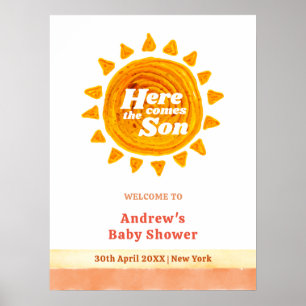 Poster Bienvenue au Baby shower Son Boho
