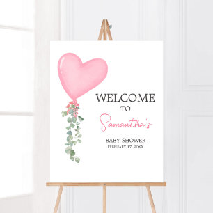 Poster Bienvenue au ballon rose Valentine