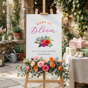 Poster Bienvenue au bébé en fleurs - Bienvenue à la baby 