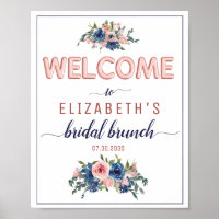 Bienvenue au brunch de mariage Floral Navy Blush R