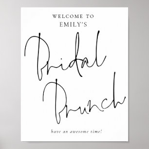 Poster Bienvenue au Brunch de Mariée en Écriture Manuscri
