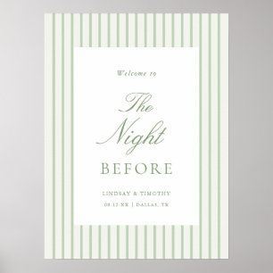 Poster Bienvenue au dîner de répétition de mariage vert