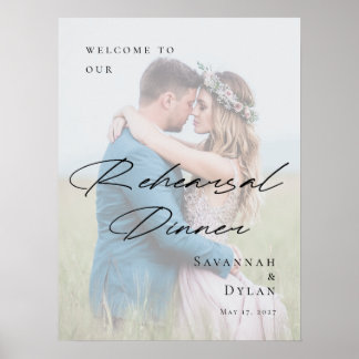 Poster Bienvenue au dîner de répétition élégant avec phot