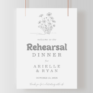 Poster Bienvenue au dîner de répétition Minimal Gray Wild