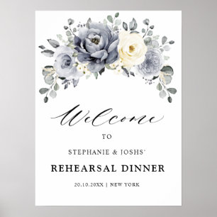 Poster Bienvenue au dîner de répétition Silver Grey Ivory