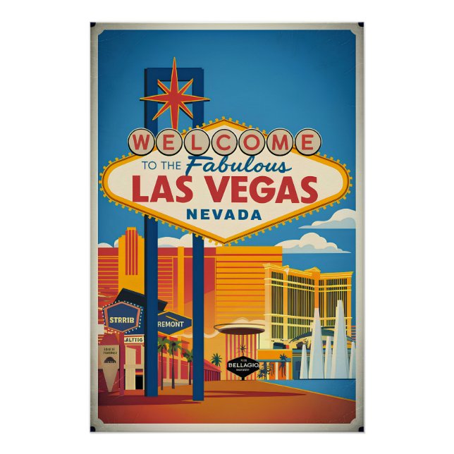 Poster Bienvenue au fabuleux Las Vegas Nevada (Devant)