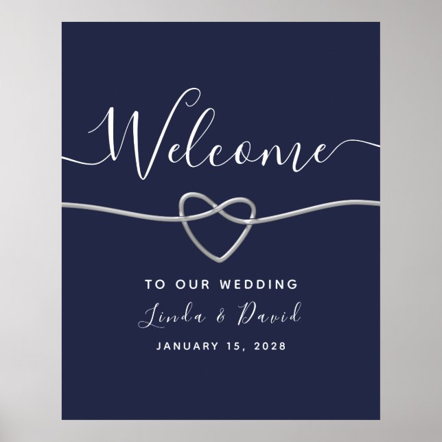 Poster Bienvenue au Mariage bleu de la Marine (Devant)