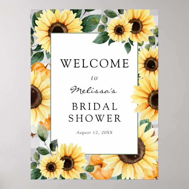 Poster Bienvenue au mariage de citrouilles et tournesols (Devant)