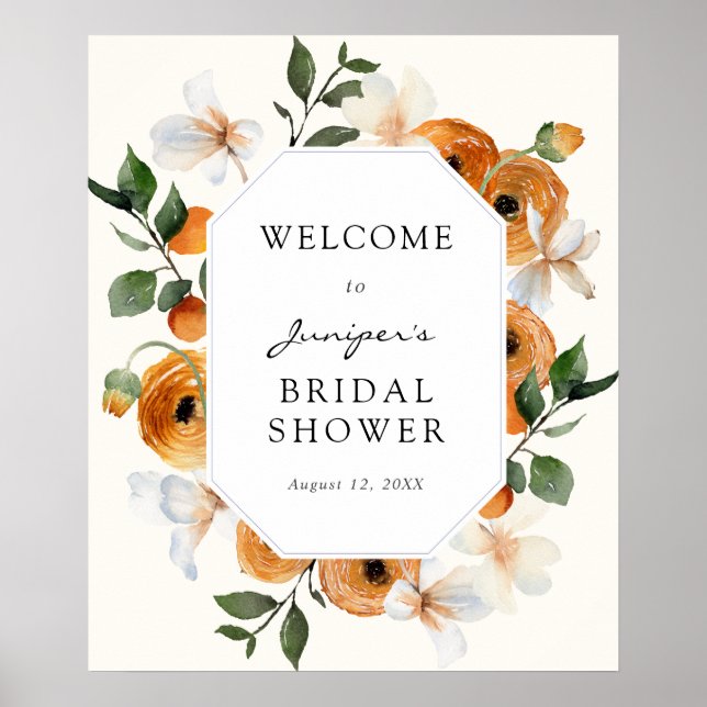 Poster Bienvenue au mariage de Clémentines Fleurs d'Orang (Devant)