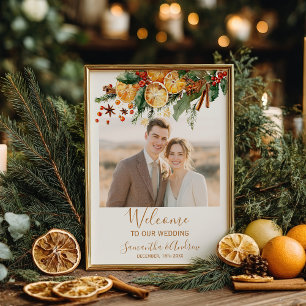 Poster Bienvenue au mariage d'hiver Citrus Noël
