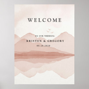 Poster Bienvenue au Mariage du paysage de la chaîne de mo