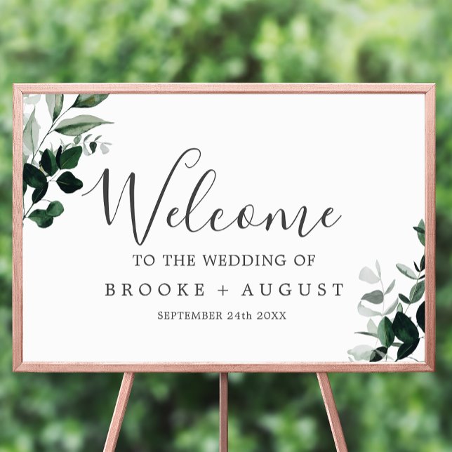 Poster Bienvenue au Mariage Emerald Greenery (Créateur téléchargé)