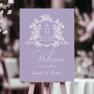Poster Bienvenue au mariage Lavande Classique à Crête Flo