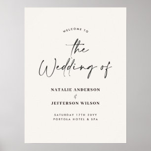 Poster bienvenue au mariage mariage de typographie modern