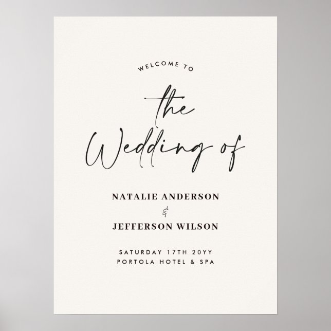 Poster bienvenue au mariage mariage de typographie modern (Devant)