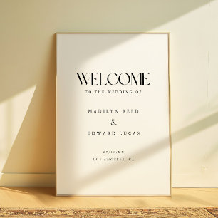 Poster Bienvenue au mariage moderne simpliste noir et bla