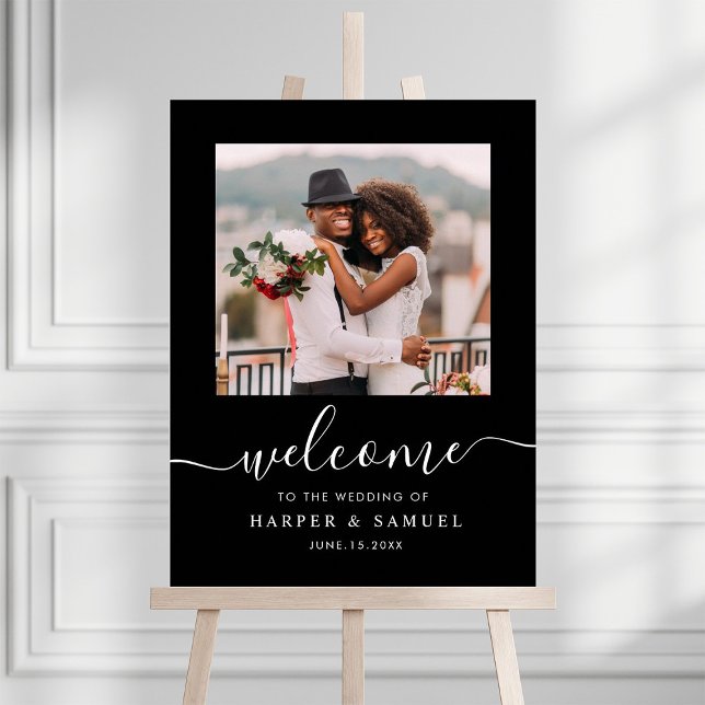 Poster Bienvenue au mariage photo calligraphie élégante n (Créateur téléchargé)