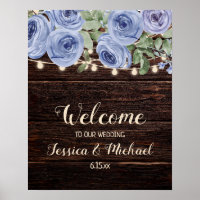Bienvenue au mariage Rustique Bois Bleu Floral Gui