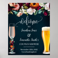 Bienvenue au panneau de mariage Navy Rose & Brews