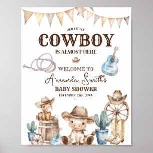 Poster Bienvenue au petit Baby shower sauvage de Cowboy W