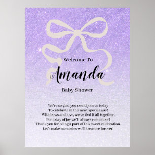 Poster Bienvenue Baby Shower avec dégradé de paillettes e
