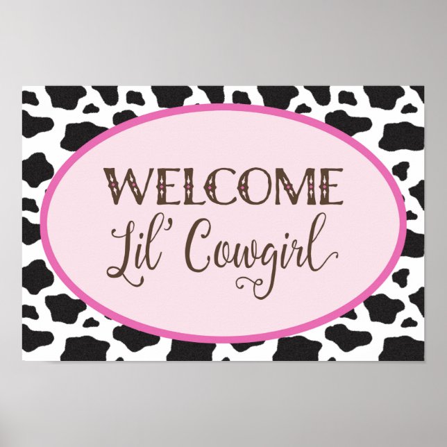 Poster Bienvenue Bannière de Baby shower Lil' Cowgirl (Devant)