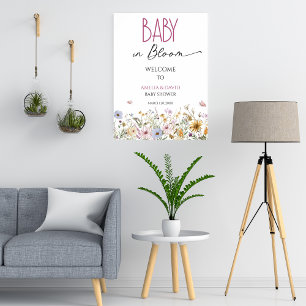 Poster Bienvenue Bébé Fleur aquarelle Fleur des champs