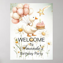 Bienvenue Bébé Oie blanche fête d'anniversaire mig