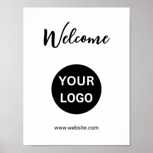 Poster Bienvenue Black and White Business Logo Website
