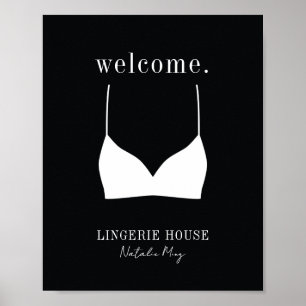 Poster Bienvenue Black White Lingerie Boutique Logo
