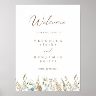Poster Bienvenue Boho Rustic Mariage Budget