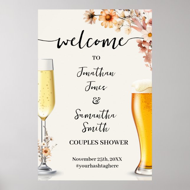 Poster Bienvenue Bubbles & Brews Automne Fleur sauvage Do (Devant)
