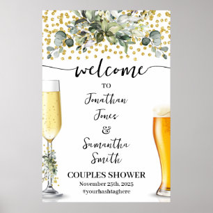 Poster Bienvenue Bubbles & Brews Eucalyptus Gold Douche