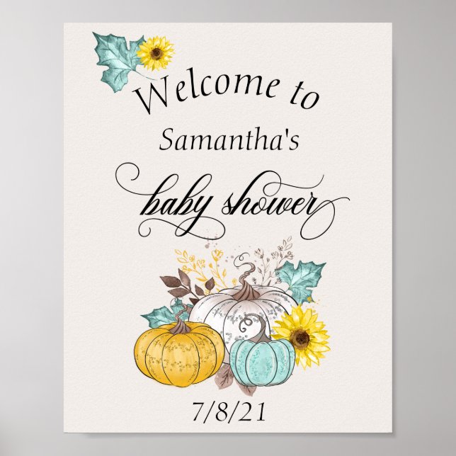 Poster Bienvenue Citrouille d'automne Thanksgiving Baby s (Devant)