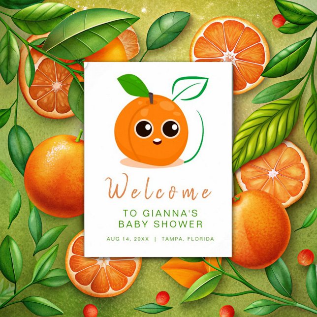 Poster Bienvenue Clementine Orange Fruit Baby shower (Créateur téléchargé)