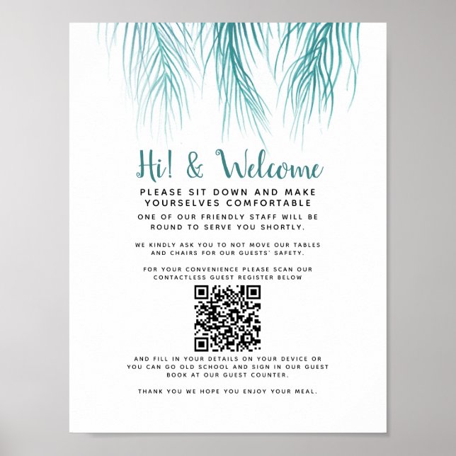 Poster Bienvenue code QR sans contact inscription invité  (Devant)