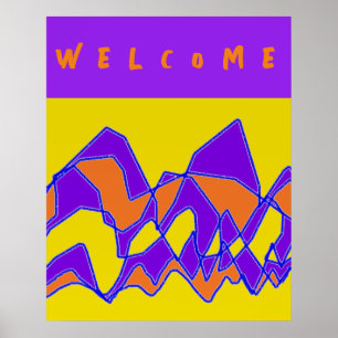 POSTER BIENVENUE CONÇUE POUR VOUS PURPLE ET MUSTARD