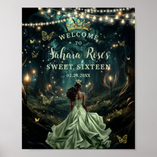 Poster Bienvenue dans la Forêt Enchantée Vert Sauge pour