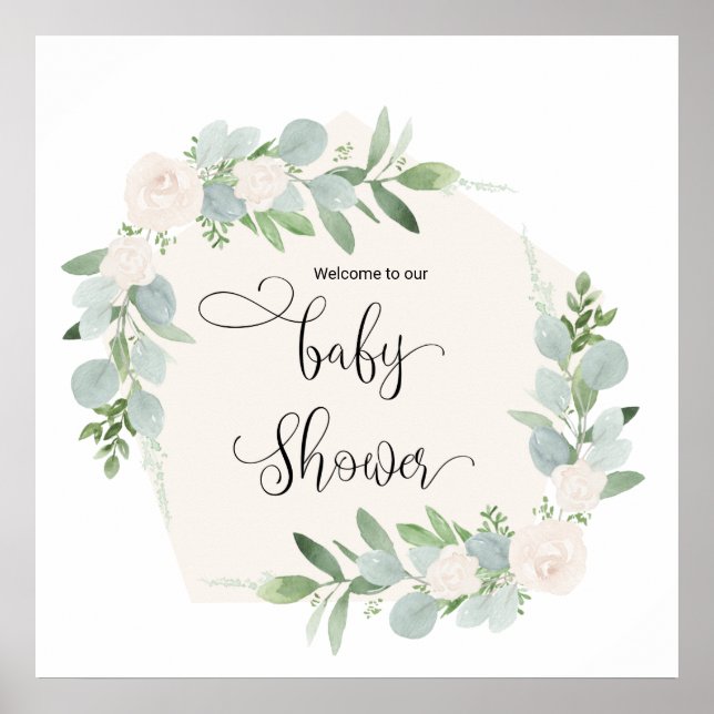 Poster Bienvenue dans notre Baby shower - signe féminin (Devant)