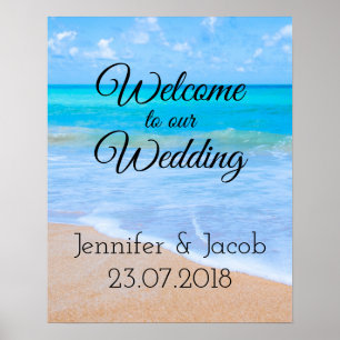 Poster Bienvenue dans notre destination tropicale Mariage