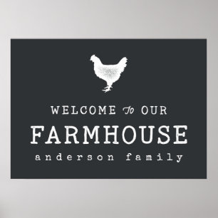 Poster Bienvenue dans notre ferme Pays Poulet rustique