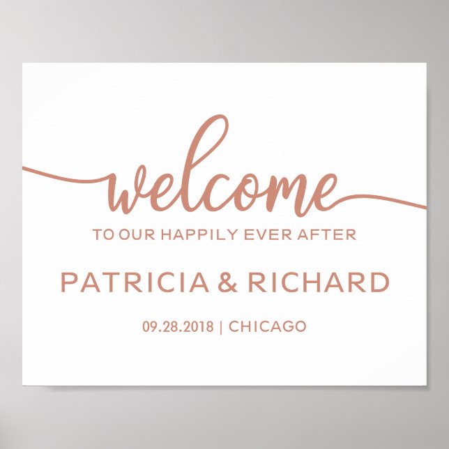 Poster Bienvenue dans notre Happy Ever After Rose Gold (Devant)