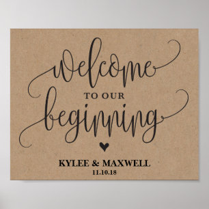 Poster Bienvenue dans notre premier panneau de Mariage mo