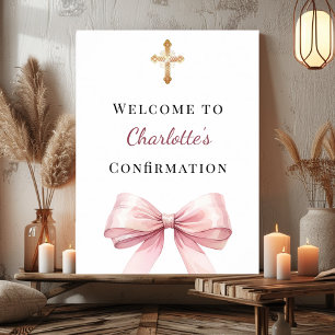 Poster Bienvenue de confirmation avec un nœud rose
