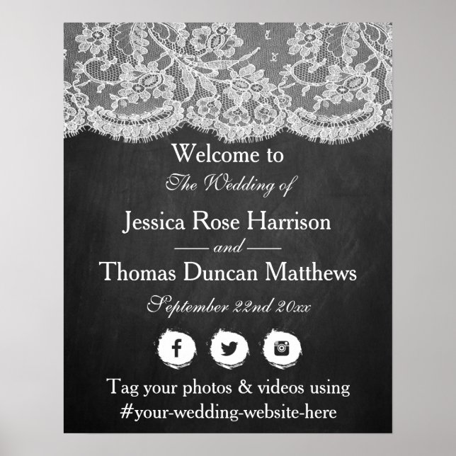 Poster Bienvenue de la collection Mariage Chalkboard & La (Devant)