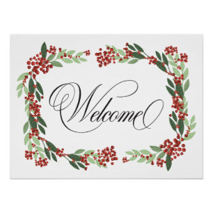 Poster Bienvenue de la couronne botanique peinte à la mai